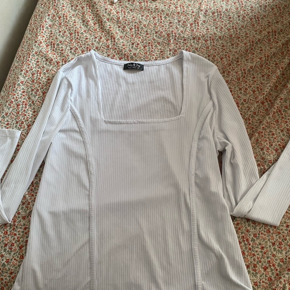 H&M White Fitted 3/4 Sleeve Blouse